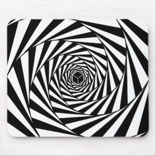Abstract Black & White Swirl Spiral Stairway Mouse Mat