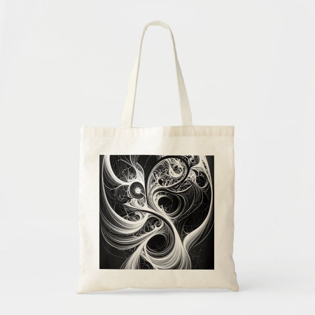Abstract Black White Swirl Tote Bag (Front)