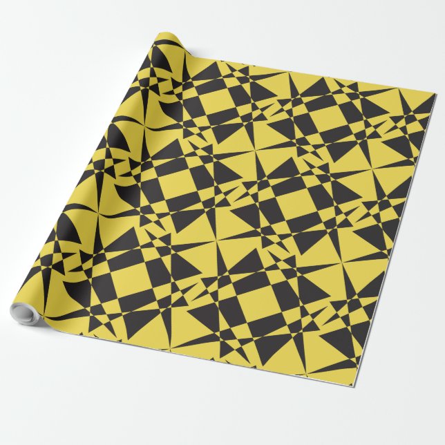 abstract black white triangle perspective wrapping paper (Unrolled)