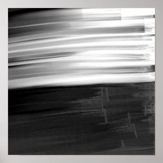 Abstract black white watercolor brushstrokes poster