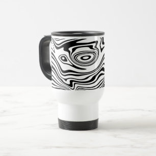 Abstract Black White Wavy Striped Travel Mug
