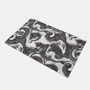 Abstract Black & White with coloured detail or fai Doormat