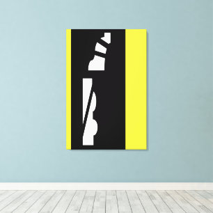 Abstract Black White & Yellow Canvas Print