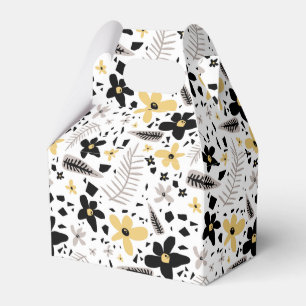 Abstract Black Yellow Grey Seamless Floral Pattern Favour Box
