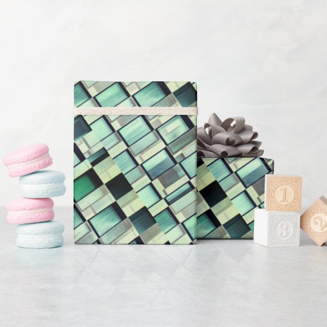 Abstract Blocks Green Wrapping Paper (Baby Shower)