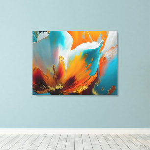 Abstract Bloom in Orange and Teal Canvas Print