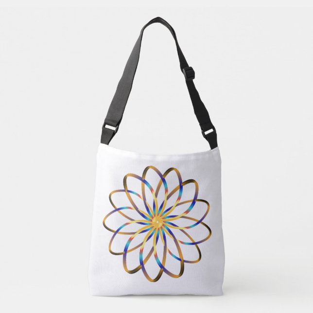 abstract blu flower crossbody bag (Front)