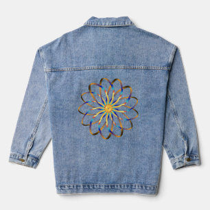 abstract blu flower denim jacket
