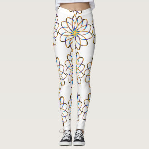 abstract blu flower leggings