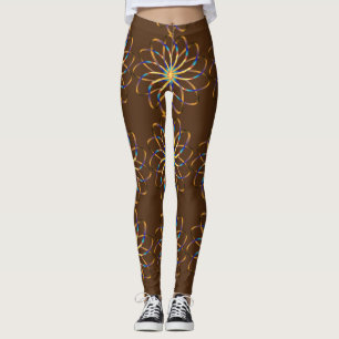 abstract blu flower leggings