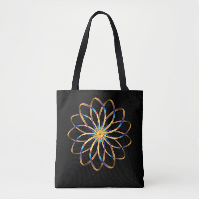 abstract blu flower tote bag