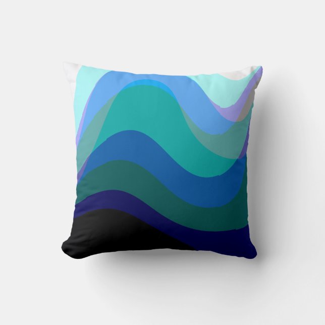 Abstract Blue 303 - Groovy Flowing Art Cushion (Front)