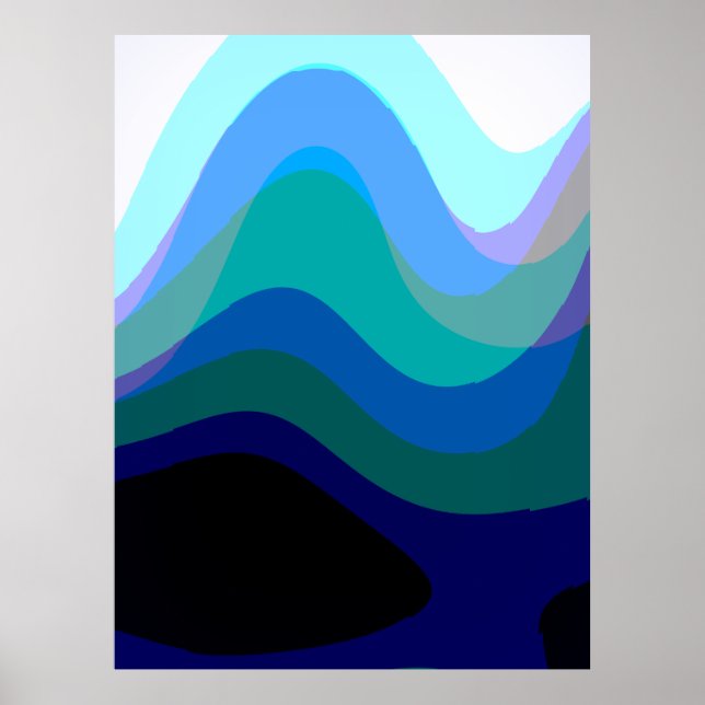 Abstract Blue 303 - Groovy Flowing Art Poster (Front)