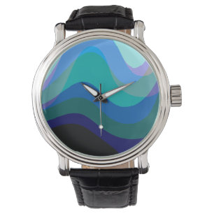 Abstract Blue 303 - Groovy Flowing Art Watch