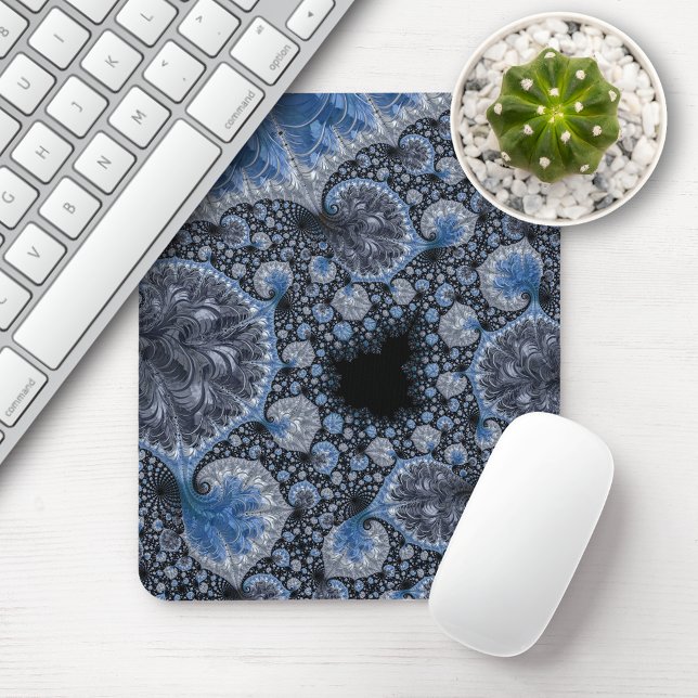Abstract Blue and Black Intricate Fractal Mouse Mat (Creator Uploaded)