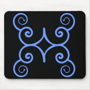 ABSTRACT BLUE AND BLACK MOUSE MAT