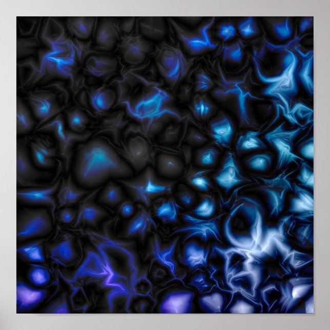 Abstract Blue and Black Pattern Poster (Front)