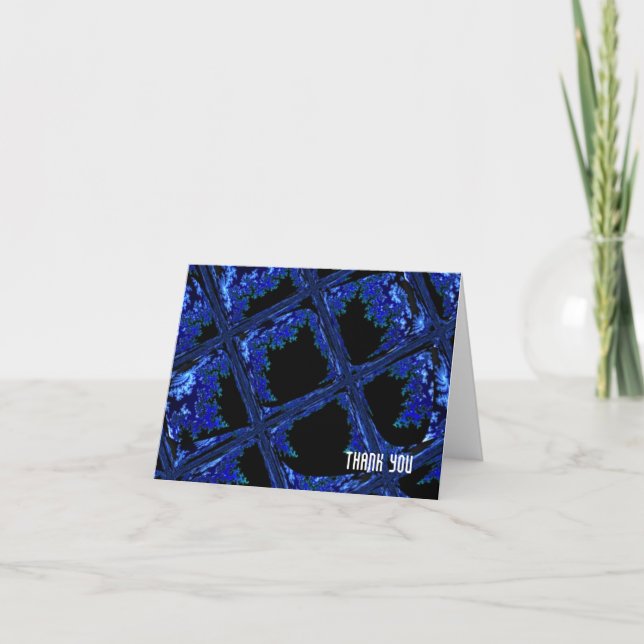 Abstract Blue and Black Thank You Card (Front)
