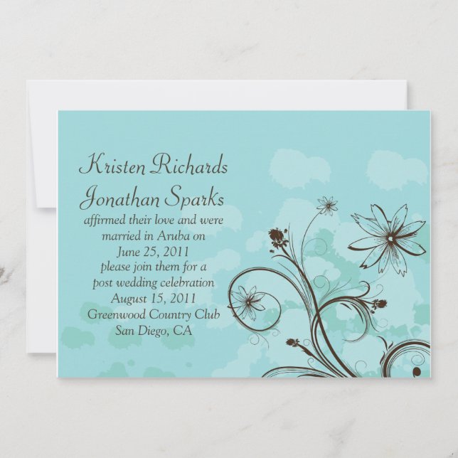 Abstract Blue and Brown Post Wedding Celebration Invitation (Front)