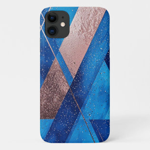 Abstract Blue and Gold Artistic Composition iPhone 11 Case