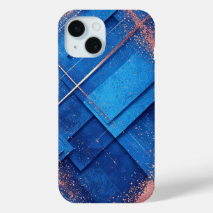 Abstract Blue and Gold Artistic Composition iPhone 15 Case