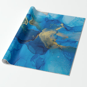 Abstract blue and gold fragment of colorful backgr wrapping paper