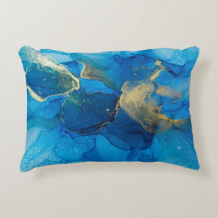 Abstract blue and gold fragment of colourful backg decorative cushion