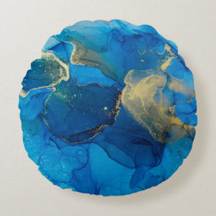 Abstract blue and gold fragment of colourful backg round cushion