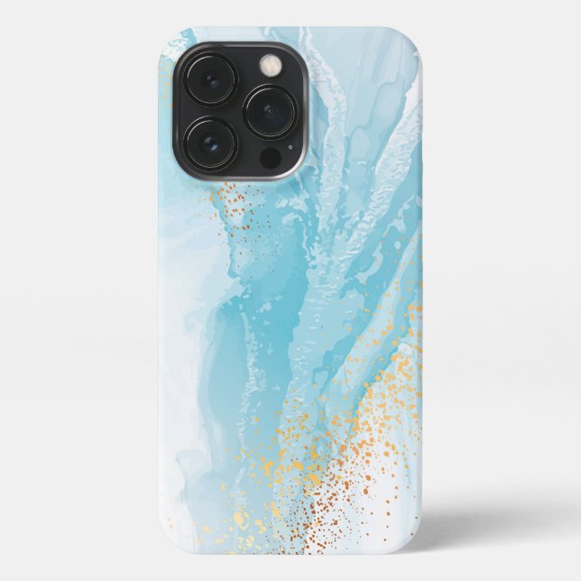 Abstract Blue and Gold Marble iPhone Case (Back)