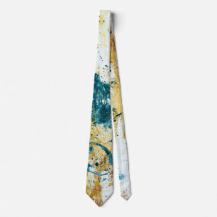 Abstract Blue and Gold Textures Tie