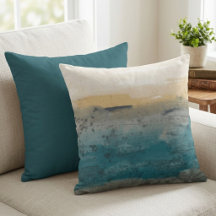 Abstract Blue and Gold Watercolor Landscape