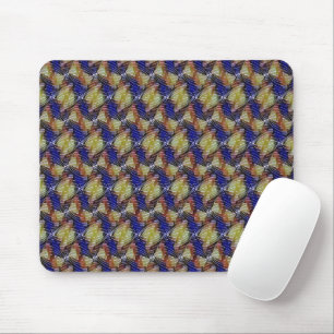 Abstract blue and gold wave geometric pattern 1299 mouse mat