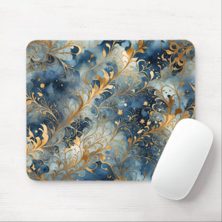 Abstract Blue and Golden Mouse Mat