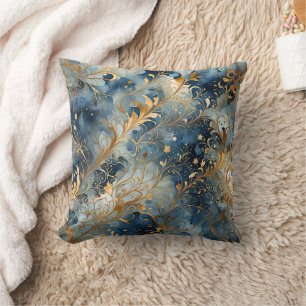Abstract Blue And Golden Pattern Cushion
