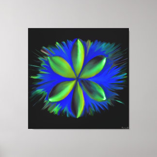 Abstract Blue and Green Blossom Canvas Print