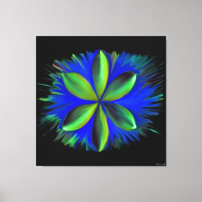 Abstract Blue and Green Blossom Canvas Print (Front)