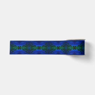 Abstract Blue and Green Dye Swirls Grosgrain Ribbon