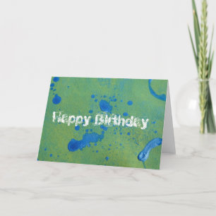 Abstract Blue and Green, Happy Birthday! Card