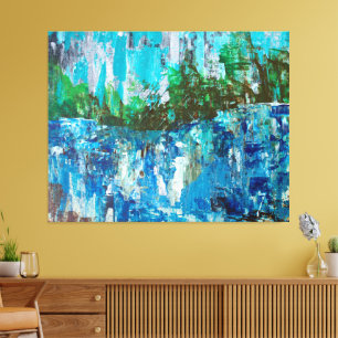 Abstract Blue and Green Textured Landscape Canvas Print