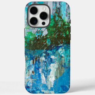 Abstract Blue and Green Textured Landscape iPhone 16 Pro Max Case