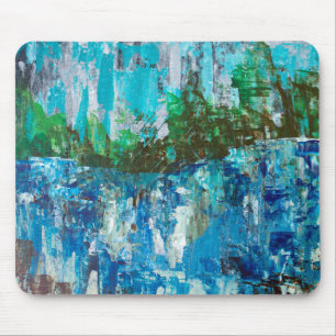 Abstract Blue and Green Textured Landscape Mouse Mat