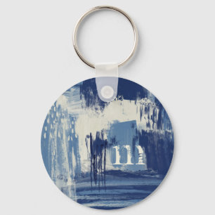 Abstract Blue and Ivory Key Ring