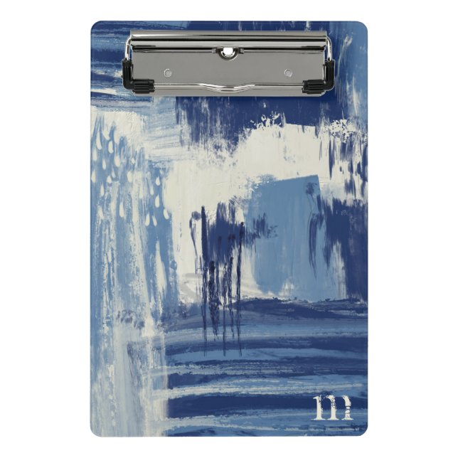 Abstract Blue and Ivory Mini Clipboard (Front)