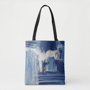 Abstract Blue and Ivory Tote Bag