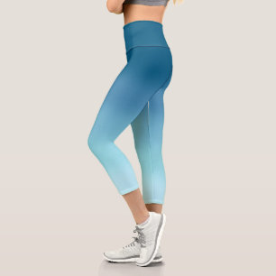 Abstract blue and light blue pastel colour shades capri leggings
