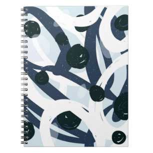 Abstract blue and navy brushstrokes painting illus notebook