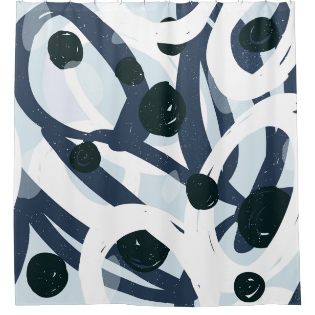 Abstract blue and navy brushstrokes painting illus shower curtain (Front)