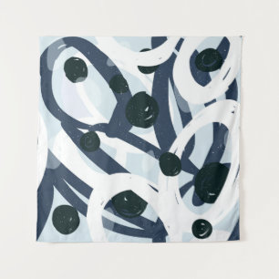 Abstract blue and navy brushstrokes painting illus tapestry