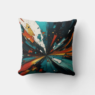 Abstract Blue And Orange 607 Cushion