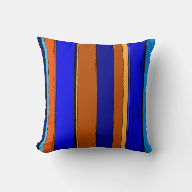 Abstract Blue And Orange 930 - Vertical Stripes Cushion (Front)